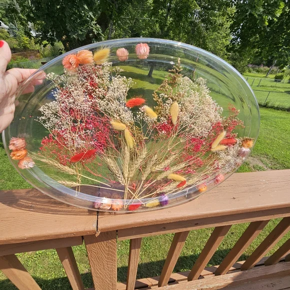 Boho Dried Flower Oval Plastic Tray 21" x 15" x 1" - Picture 3 of 7